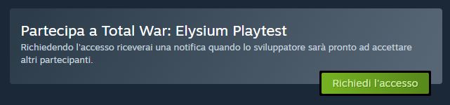 È ora possibile partecipare alle beta da steam direttamente dal negozio 1 Total war elysium