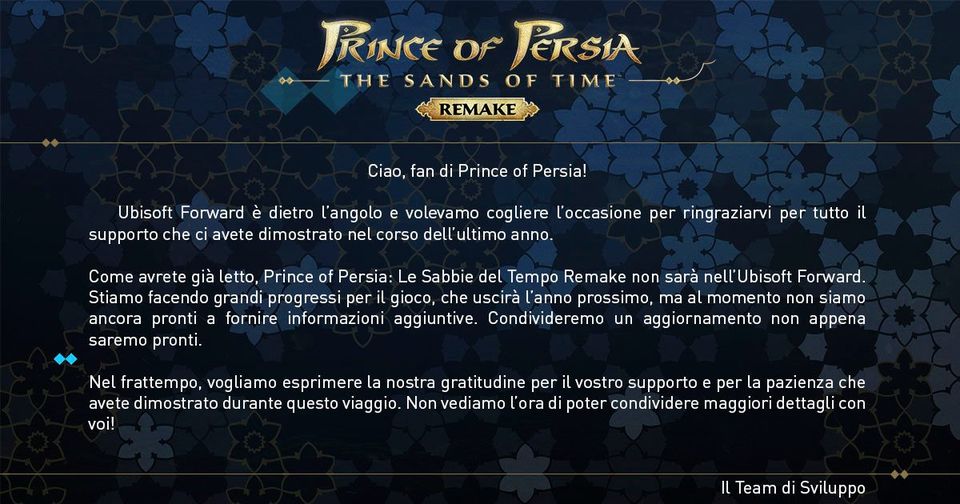 Comunicato Ubisoft; Prince of Persia: Le Sabbie del Tempo REMAKE rimandato al 2022 1 72777CDF 14D5 438A 9E15 32B0940E7706